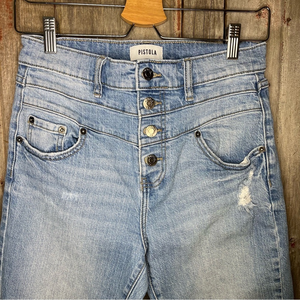 Pistola Felix High Rise Double Yoke Mom Jeans Light Exposed Button Fly Sz 27 - Picture 4 of 14
